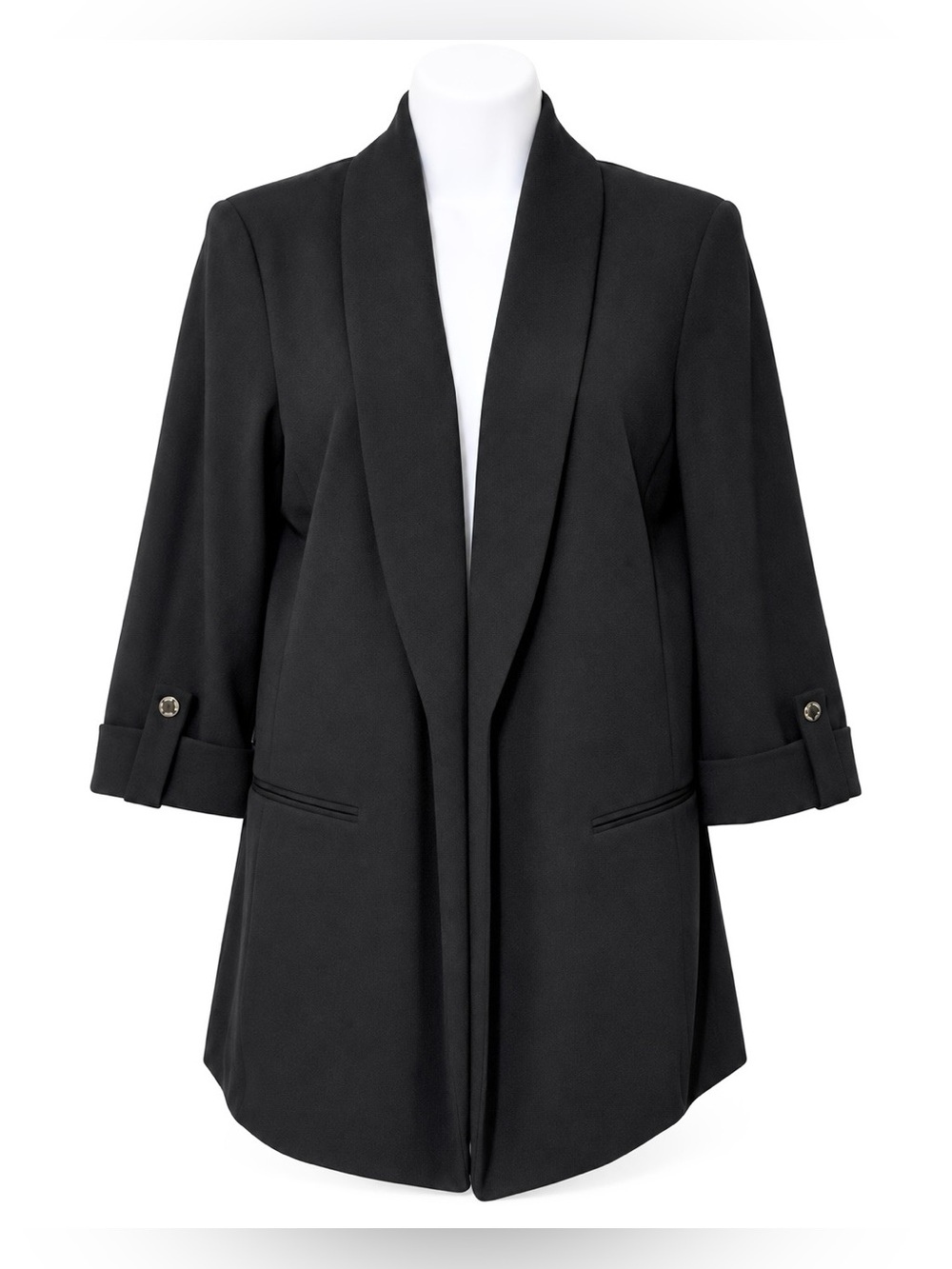 Anne Klein Women’s Black Open-Front Shoulder Padded Blazer Size M